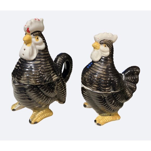 Chicken Rooster salt pepper creamer sugar set - Picture 1 of 11